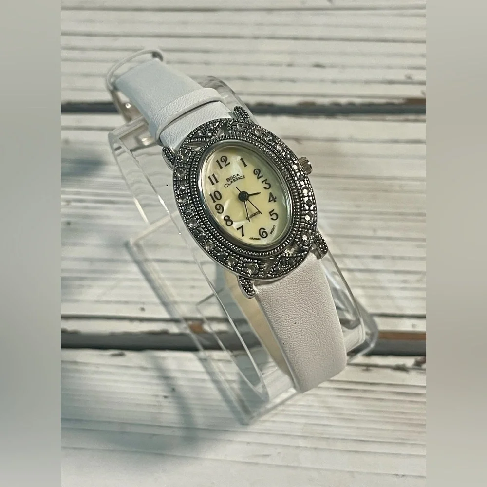 NEW BATTERY Vintage 90's Watch Boca‎ Classics Antique Victorian Mother Of Pearl
